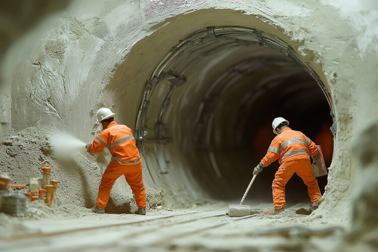 Projeto de mineração com concreto projetado